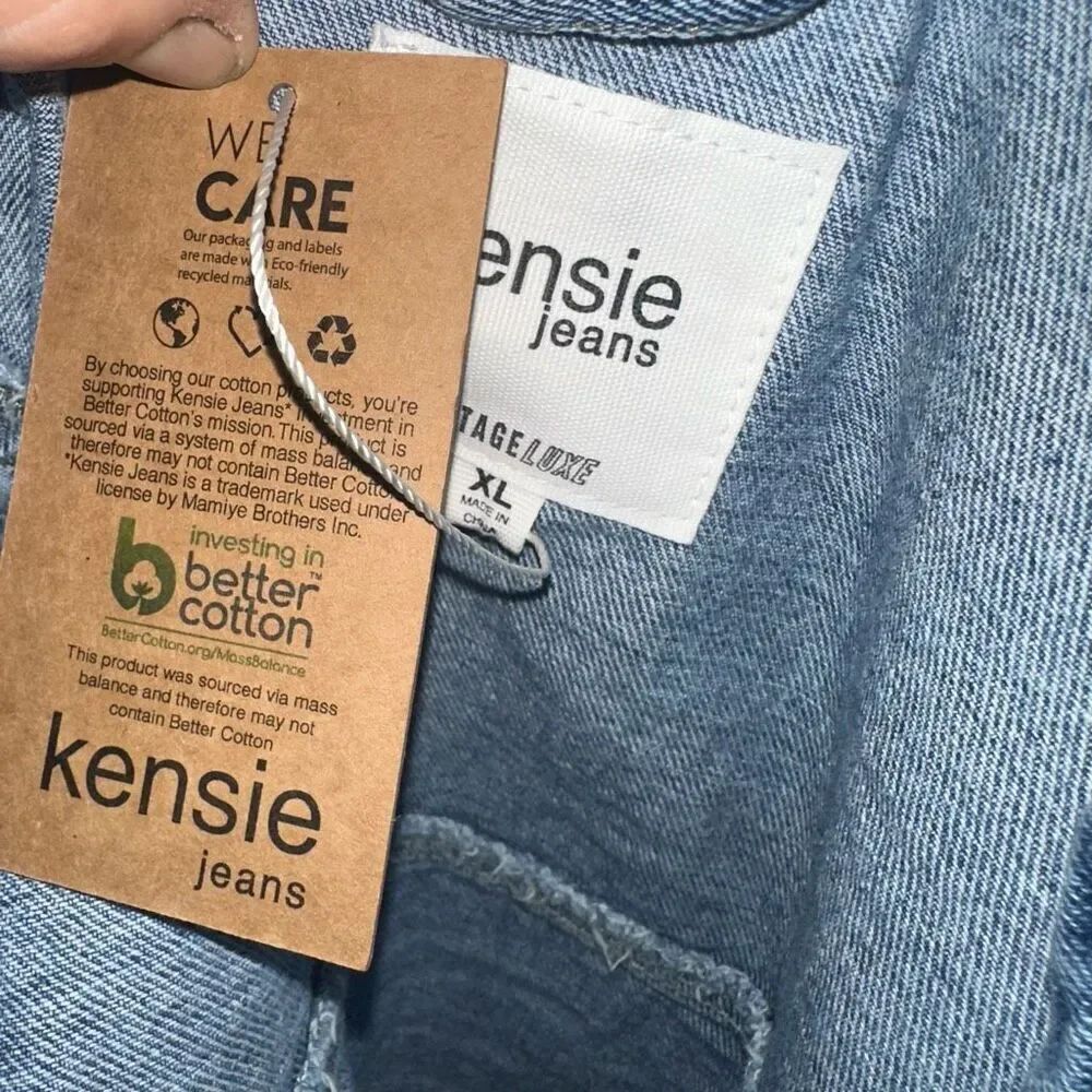 Kensie distressed denim cropped Sherpa cargo jacket - Picture 3 of 4